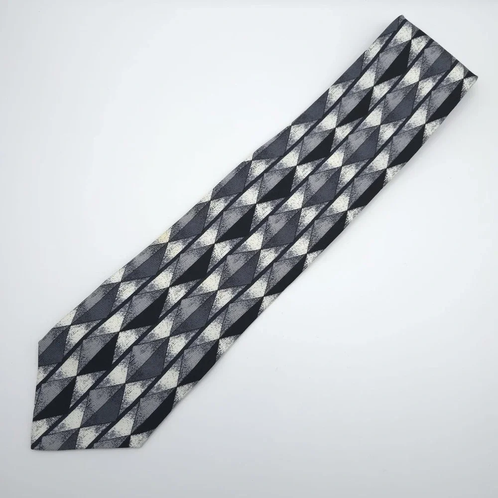 PIERRE BALMAIN COUTURE 100% SILK Tie Abstract Geometric Black White Korea Made‎